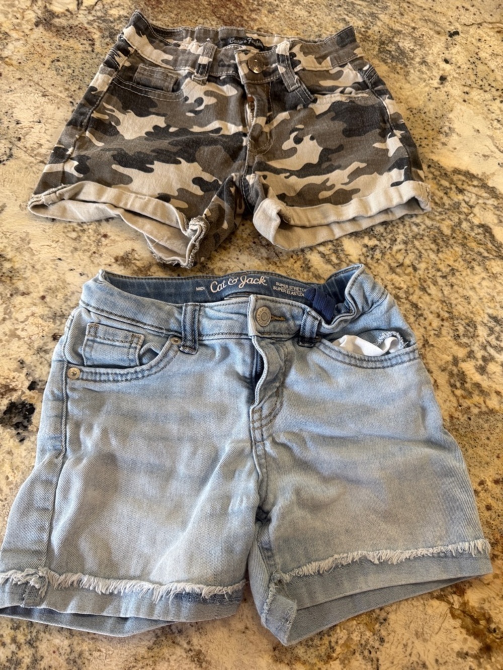 Cat & Jack Camo Roll-Hem and Light Wash Denim Shorts
